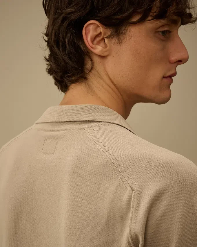 Maglione polo a maniche corte in crêpe di cotone