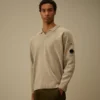 Maglione Polo in ciniglia di cotone con lente