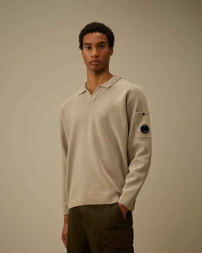Maglione Polo in ciniglia di cotone con lente