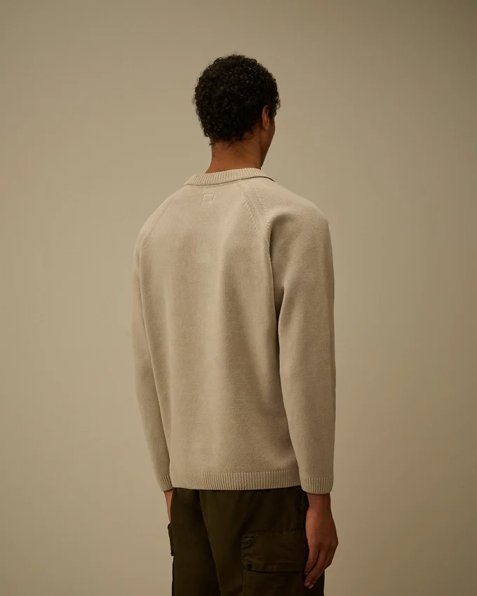Maglione Polo in ciniglia di cotone con lente
