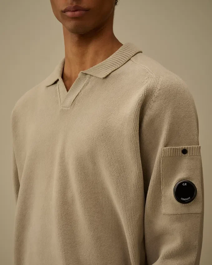 Maglione Polo in ciniglia di cotone con lente