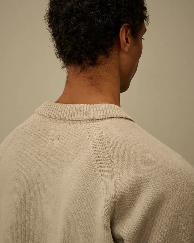 Maglione Polo in ciniglia di cotone con lente