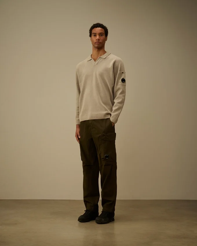 Maglione Polo in ciniglia di cotone con lente
