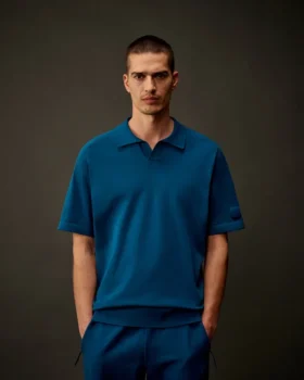 Maglione polo in cotone elasticizzato della Metropolis Series