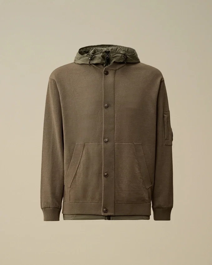 Maglione reversibile con cappuccio in misto cotone