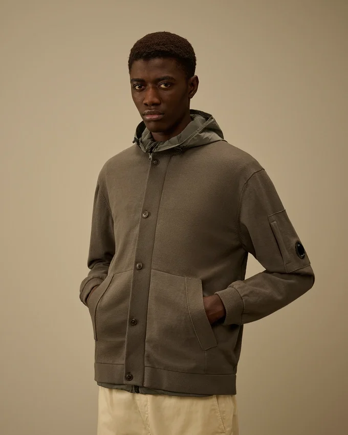 Maglione reversibile con cappuccio in misto cotone