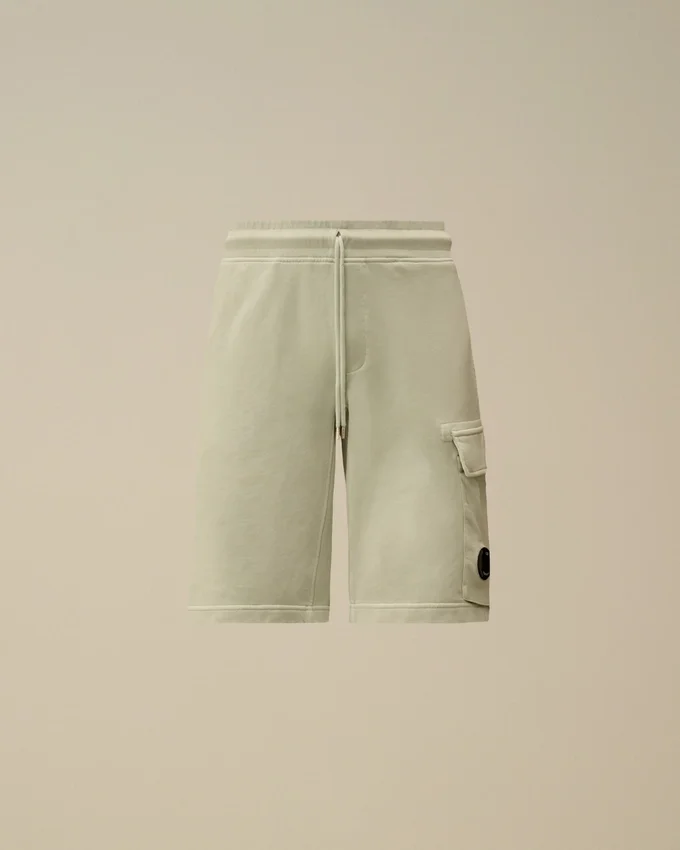 Pantaloncini cargo in felpa di cotone a trama diagonale