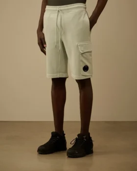 Pantaloncini cargo in felpa di cotone a trama diagonale