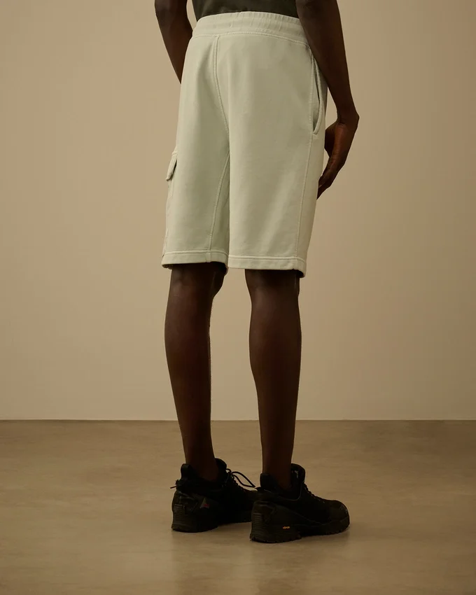 Pantaloncini cargo in felpa di cotone a trama diagonale