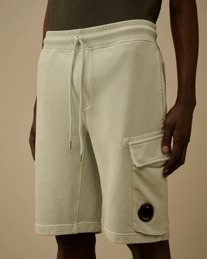 Pantaloncini cargo in felpa di cotone a trama diagonale