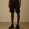 Pantaloncini cargo in pile a trama diagonale