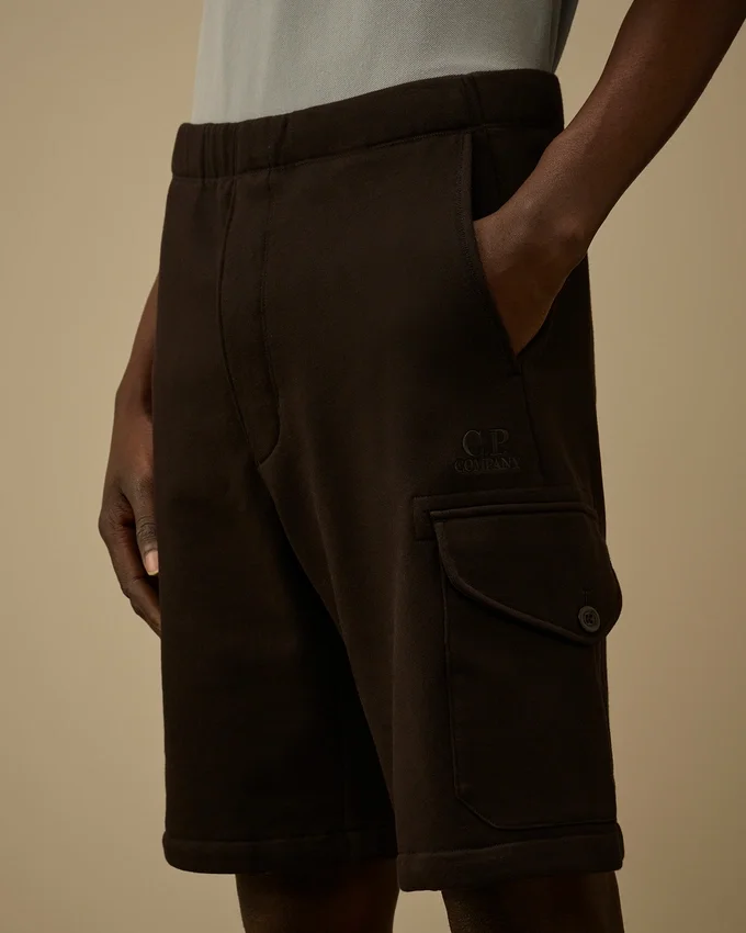 Pantaloncini cargo in pile a trama diagonale