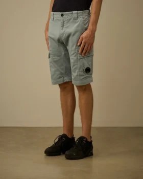 Pantaloncini cargo in raso elasticizzato con lenti