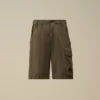 Pantaloncini cargo larghi in cotone rip-stop con tasche per lenti