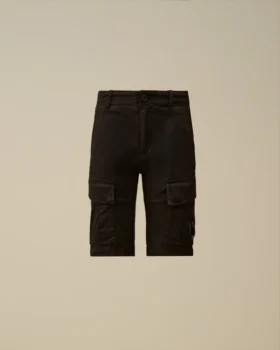 Pantaloncini cargo U16 in gabardina elasticizzata con Lens