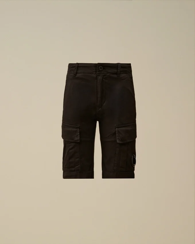 Pantaloncini cargo U16 in gabardina elasticizzata con Lens