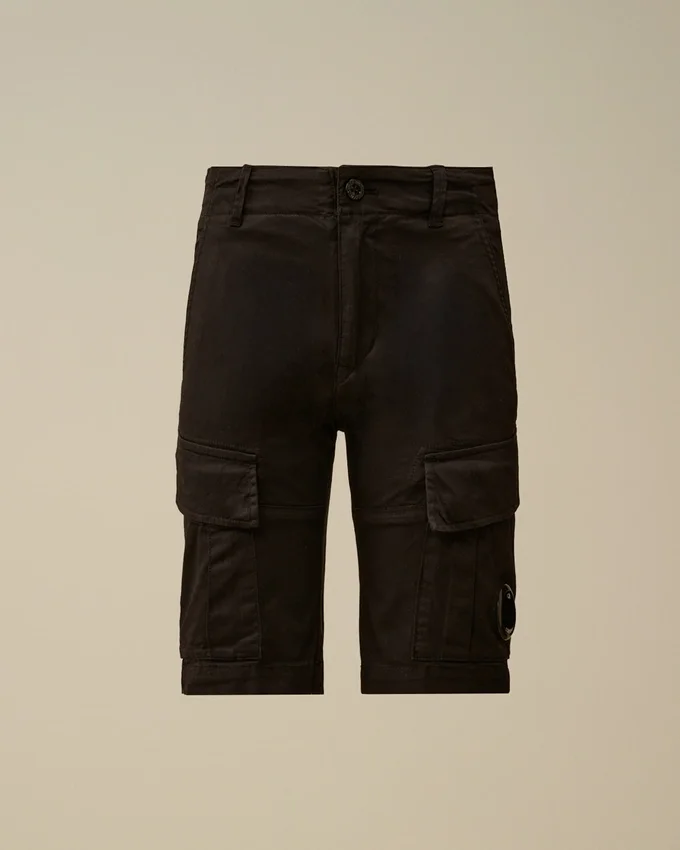 Pantaloncini cargo U16 in gabardina elasticizzata con Lens
