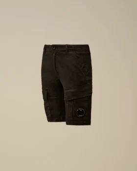 Pantaloncini cargo U16 in gabardina elasticizzata con Lens