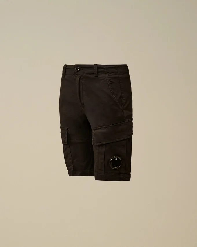 Pantaloncini cargo U16 in gabardina elasticizzata con Lens