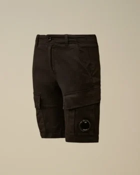 Pantaloncini cargo U16 in gabardina elasticizzata con Lens