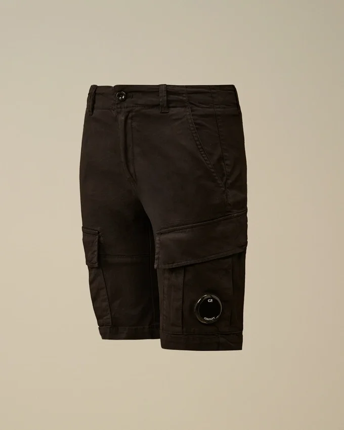 Pantaloncini cargo U16 in gabardina elasticizzata con Lens