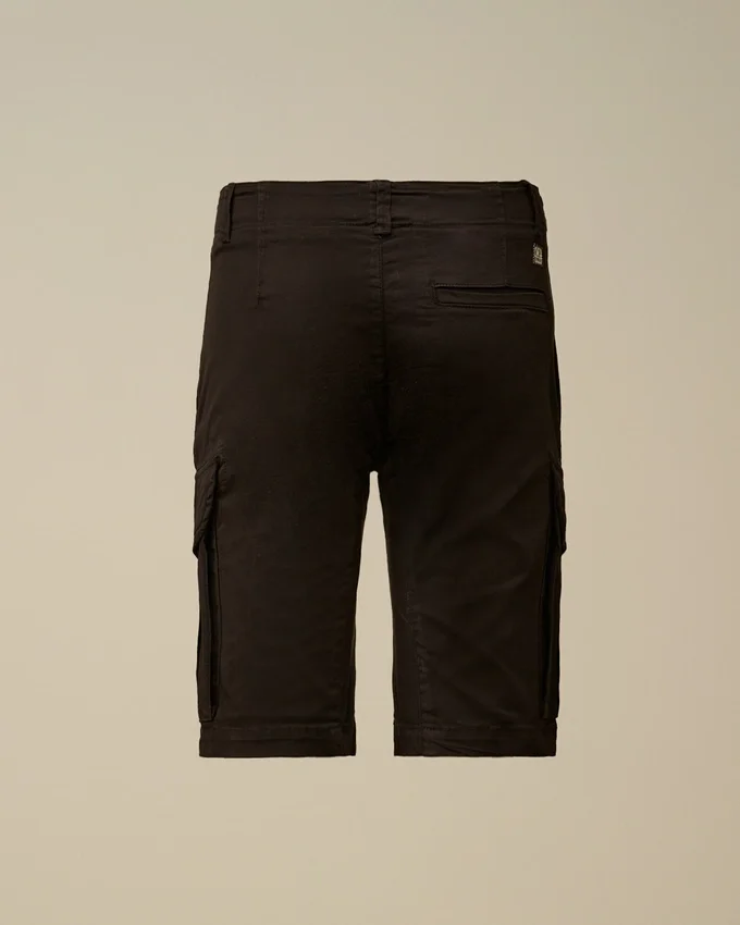 Pantaloncini cargo U16 in gabardina elasticizzata con Lens
