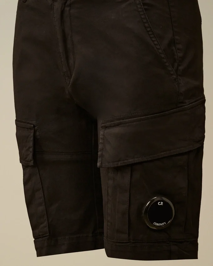 Pantaloncini cargo U16 in gabardina elasticizzata con Lens