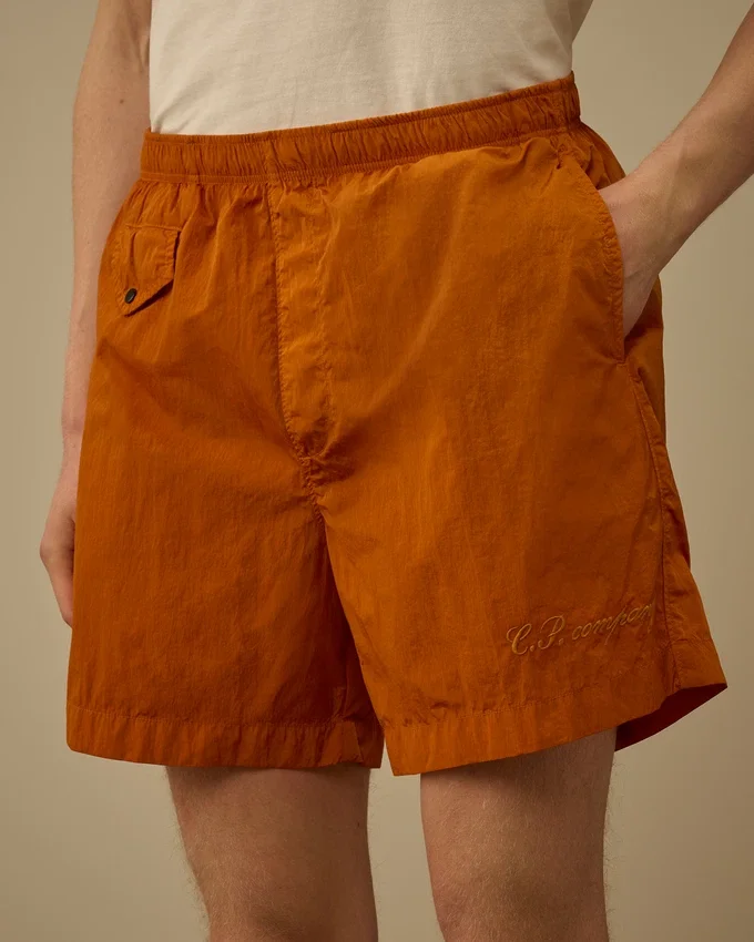 Pantaloncini da bagno con logo Eco-Chrome-R ricamato