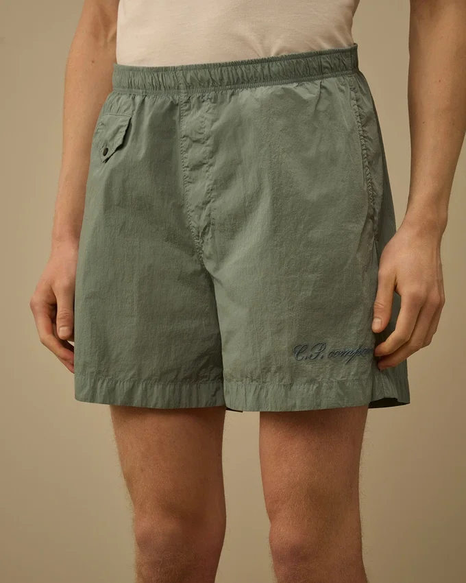 Pantaloncini da bagno con logo Eco-Chrome-R ricamato