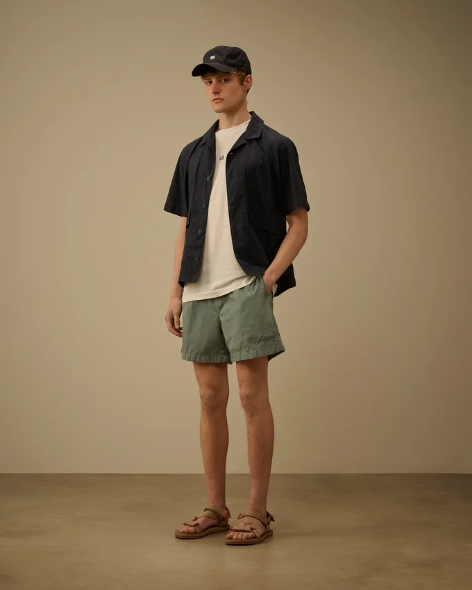 Pantaloncini da bagno con logo Eco-Chrome-R ricamato