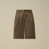 Pantaloncini larghi con pinces in gabardina di cotone