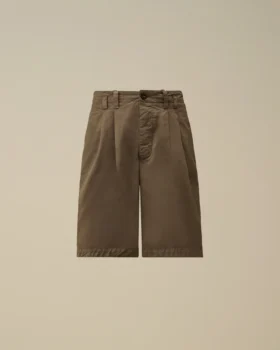 Pantaloncini larghi con pinces in gabardina di cotone