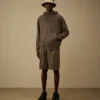 Pantaloncini larghi con pinces in gabardina di cotone