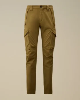Pantaloni cargo con tasche arrotondate ergonomiche in raso elasticizzato