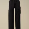 Pantaloni cargo elasticizzati in cotone/lino con tasche a lente