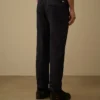 Pantaloni cargo elasticizzati in cotone/lino con tasche a lente