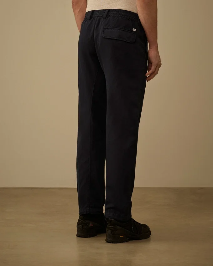 Pantaloni cargo elasticizzati in cotone/lino con tasche a lente
