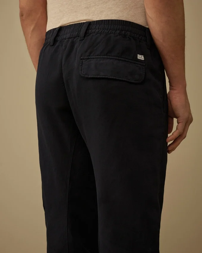 Pantaloni cargo elasticizzati in cotone/lino con tasche a lente