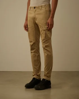 Pantaloni cargo ergonomici in raso elasticizzato con logo