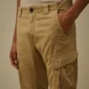 Pantaloni cargo ergonomici in raso elasticizzato con logo