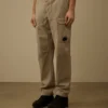 Pantaloni cargo larghi in gabardina di cotone