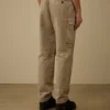 Pantaloni cargo larghi in gabardina di cotone