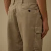 Pantaloni cargo larghi in gabardina di cotone