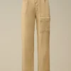 Pantaloni cargo larghi in tela di lino