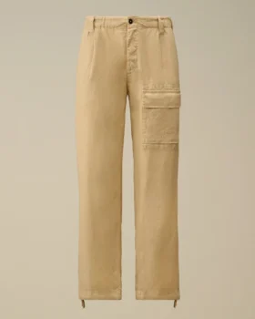 Pantaloni cargo larghi in tela di lino