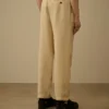 Pantaloni cargo larghi in tela di lino