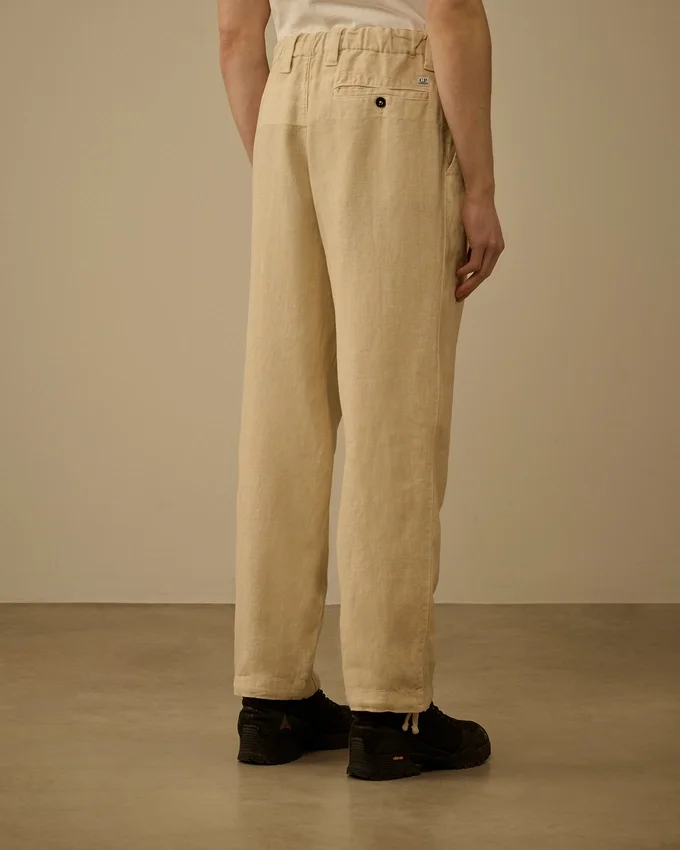Pantaloni cargo larghi in tela di lino