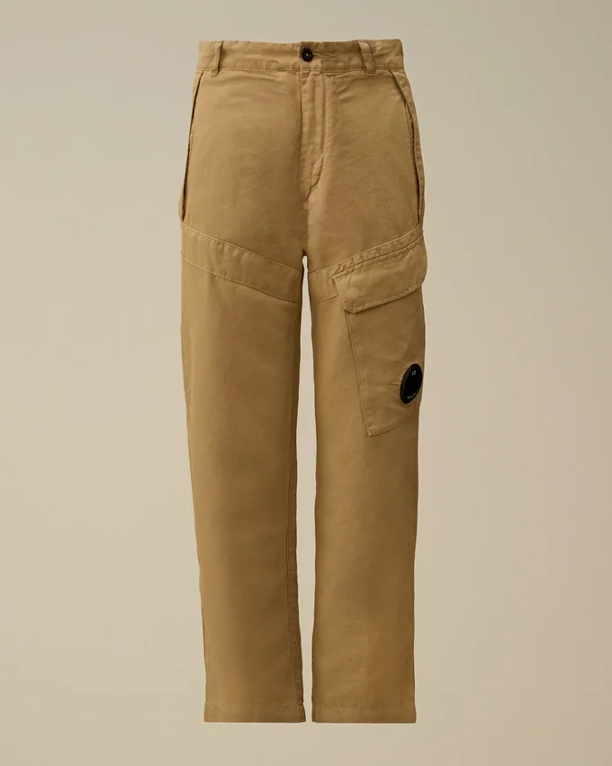 Pantaloni cargo Lens in cotone/lino U16