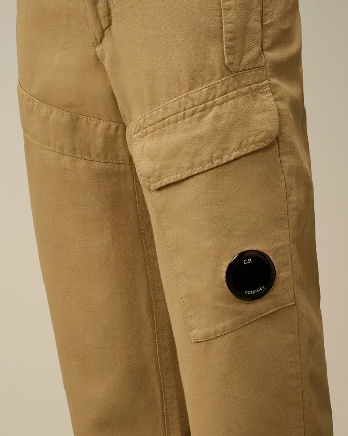 Pantaloni cargo Lens in cotone/lino U16