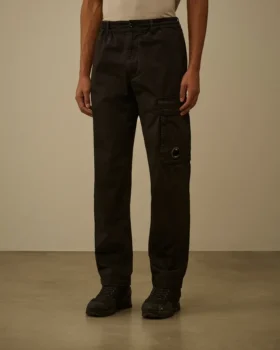 Pantaloni cargo regular in raso di cotone elasticizzato